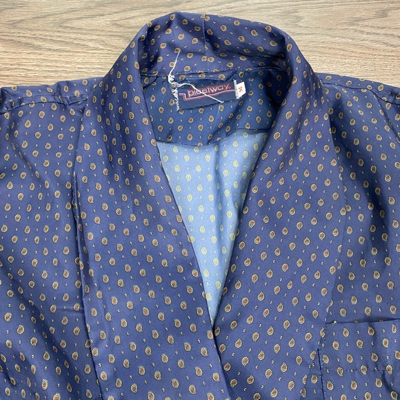 Pleetway Navy Paisley Check Robe M - Picture 2 of 4
